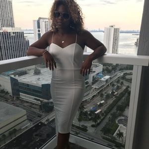 White slim fit midi dress